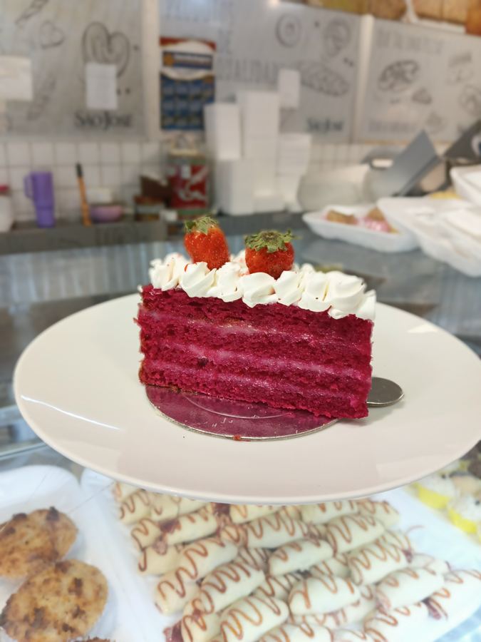 Fatia de bolo de Morango